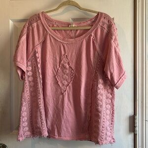 Pink lace oversized boutique shirt